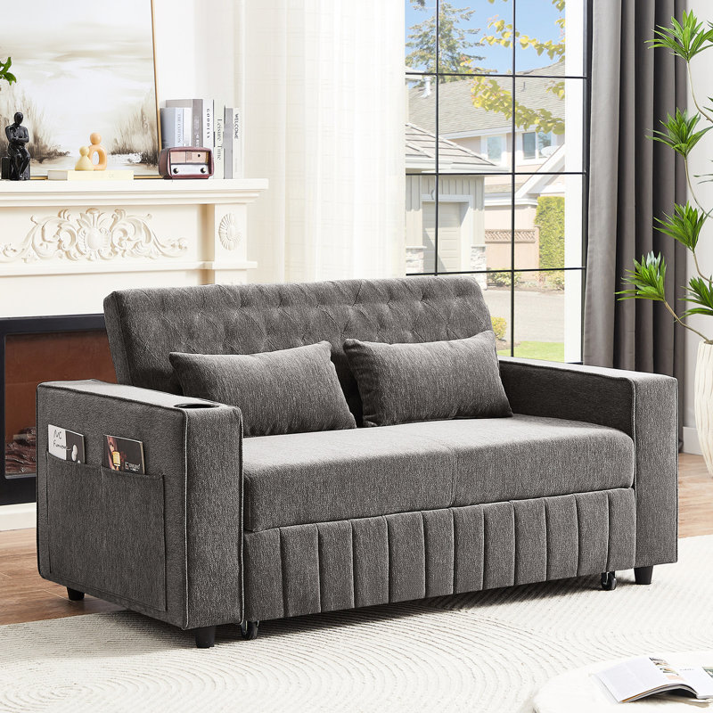 Lit réglable pour le salon, 61,4 moderne avec support de rangement et carré,, Gris