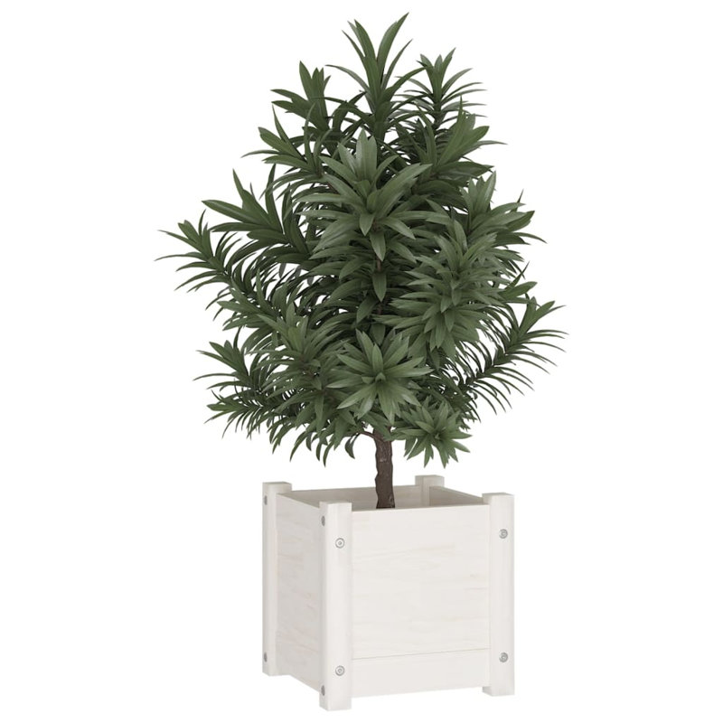 Wood Pot Planter, White, 19.7" H x 19.7" W x 19.7" D, 2