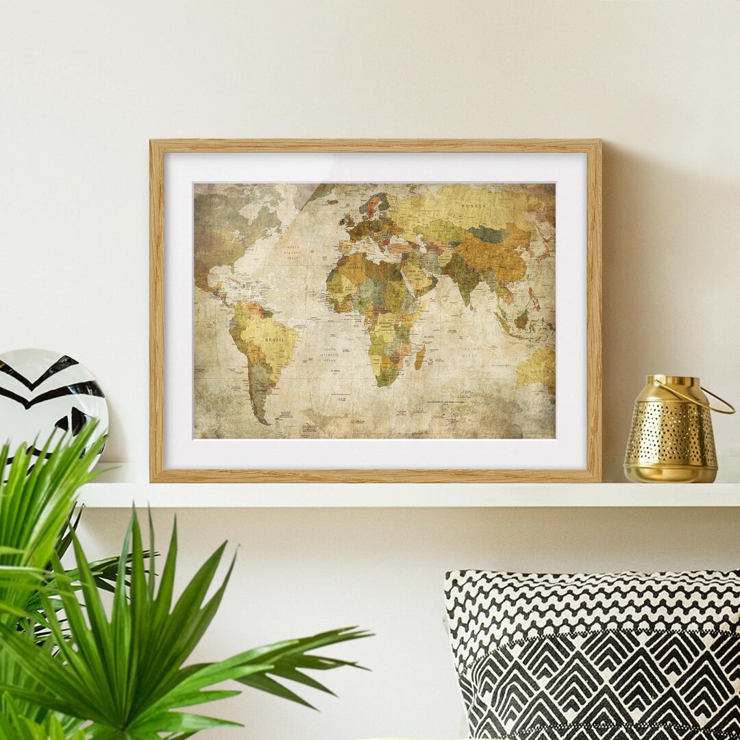 Gerahmtes Poster World Map