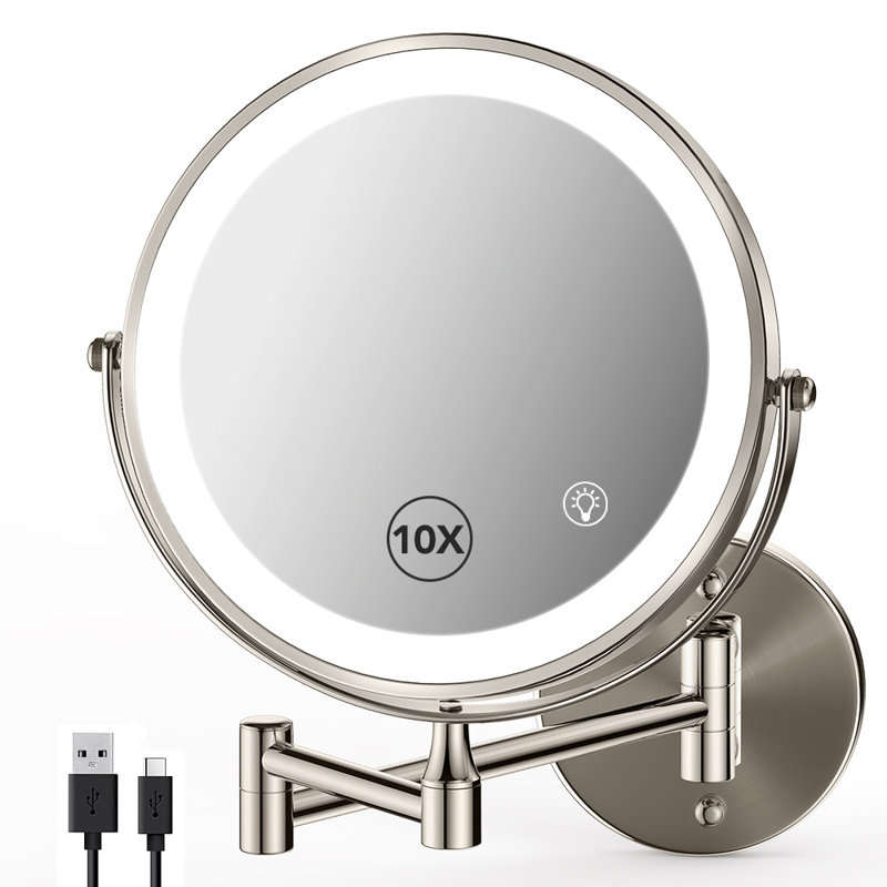 Miroir de maquillage mural rond 8,5 ", Chrome chrome