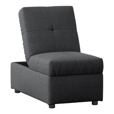 Gray Color Storage Convertible Chair With Faux Wood Feet Finish Modern Fabric Upholstered Adjustable Top And Interior