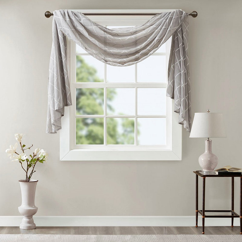 Écharpe de fenêtre transparente brodée diamant, Gris