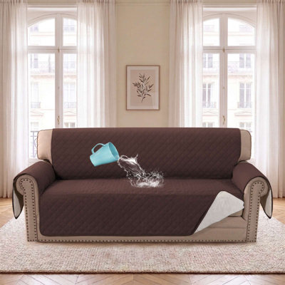 Waterproof Washable Sofa Cover with Elastic Straps, Pet & Kid Proof Couch Protector Slipcover(Sofa, Chocolate)