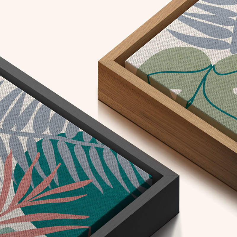 «Abstract Pastel Palm Leaf Botanical Boho Mid-Century Modern Art», reproduction d'art sur toile encadrée, H 24 po x l 48 po