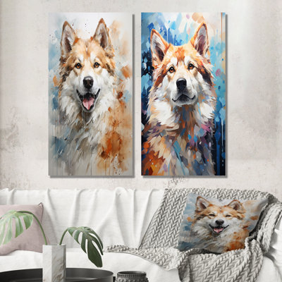 Chien Akita Affection - ensemble de 2 impressions sur toile de chien