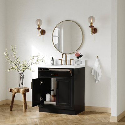 Thornaby 30'' Solid Wood Single Bathroom Vanity with 1.5'' Quartz Top