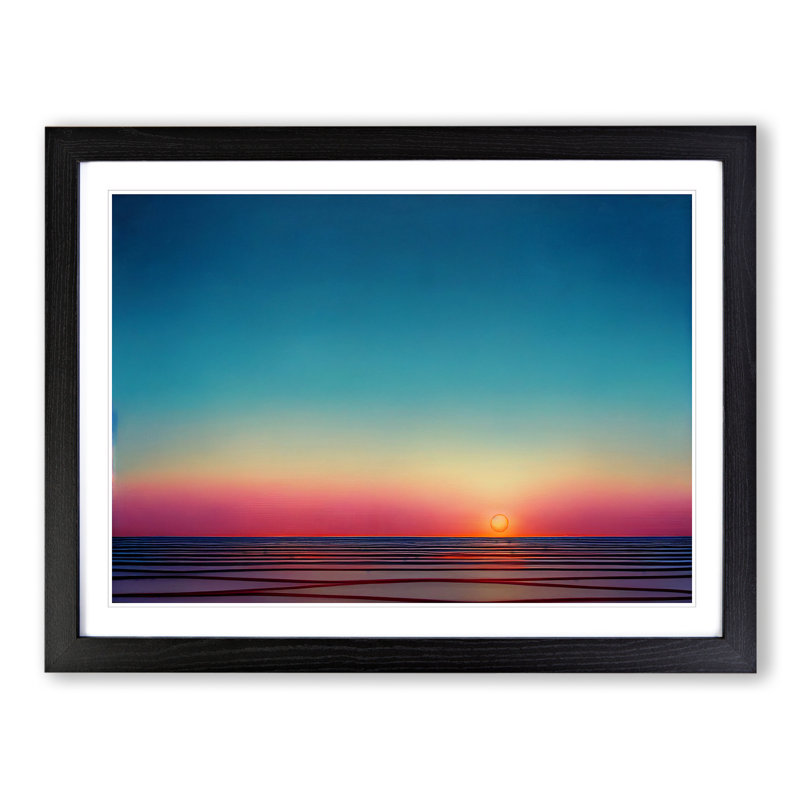 XH1022-2642X Delightful Seascape At Sunset - Single Picture Frame Print, Black, 25cm H x 34cm W x 2cm D