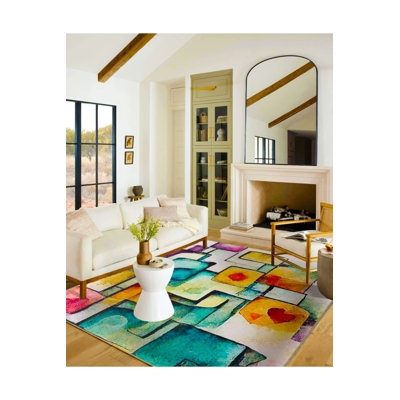 Multicoloured Thick Striped Themed Decorative Rug And Washable Carpet