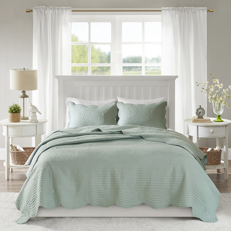 Courtepointe 3 pièces très grand / très grand, bords festonnés, rembourrage 90% coton, microfibre, odeur avec rembourrage, prêt pour l'été / l'hiver,