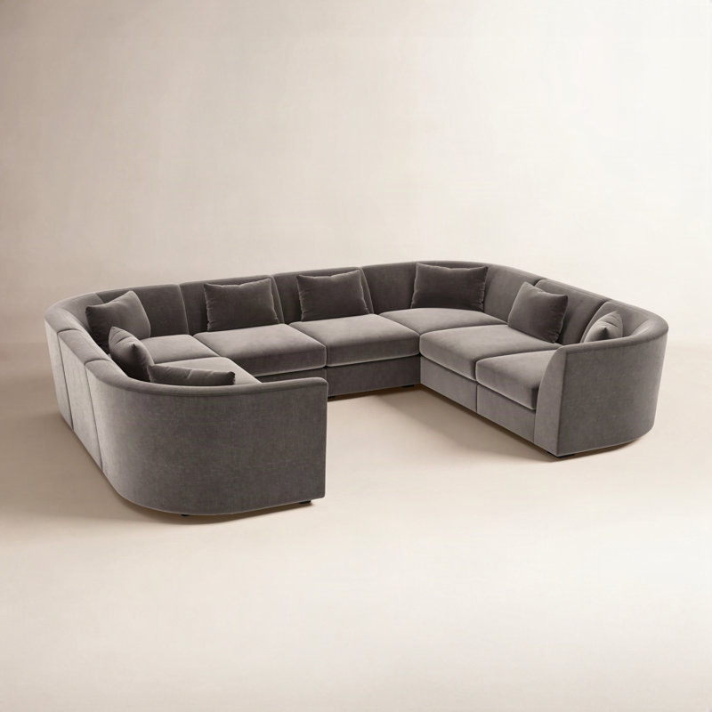 Krista 8-PC Curved Modular Sectional, Andrew Espresso Performance Chenille
