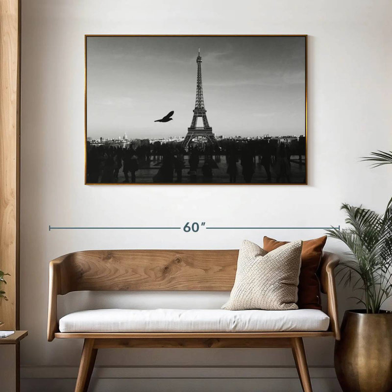 Couvert Tour Eiffel, 46 po x 31 po, Cadre flottant doré
