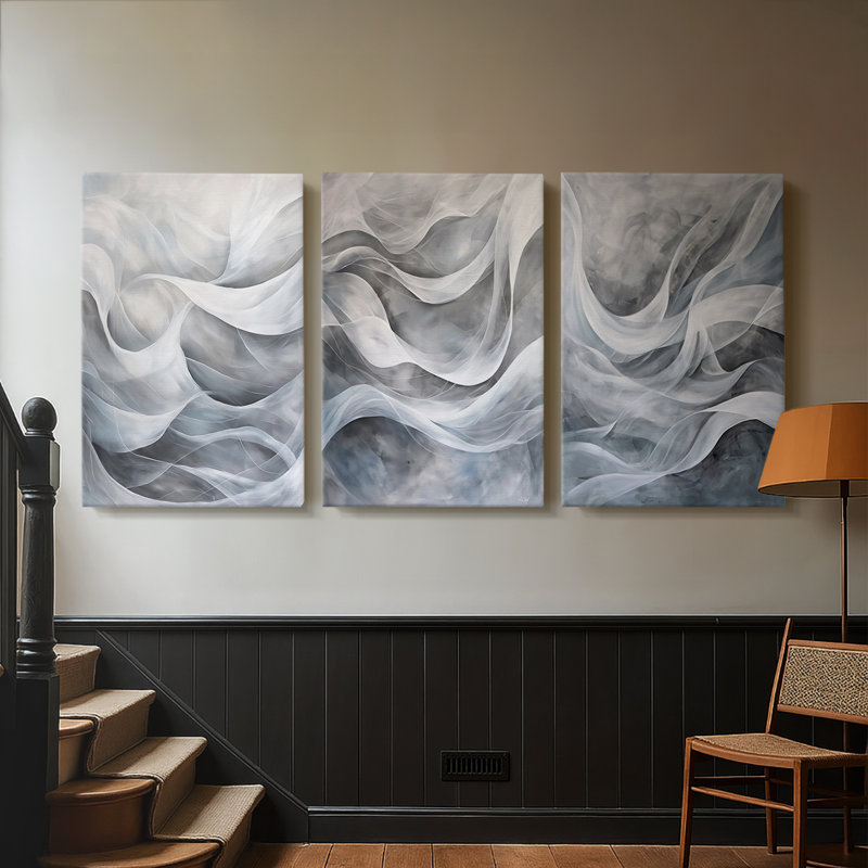 ABSTRACT Series CDL XXII - Toile tendue sur mesure avec châssis - 3 pièces, H 12 po x l 24 po