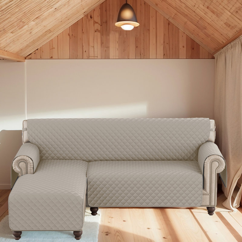 Polyester Box Cushion Slipcover, 121" H x 144" W, Beige Polyester