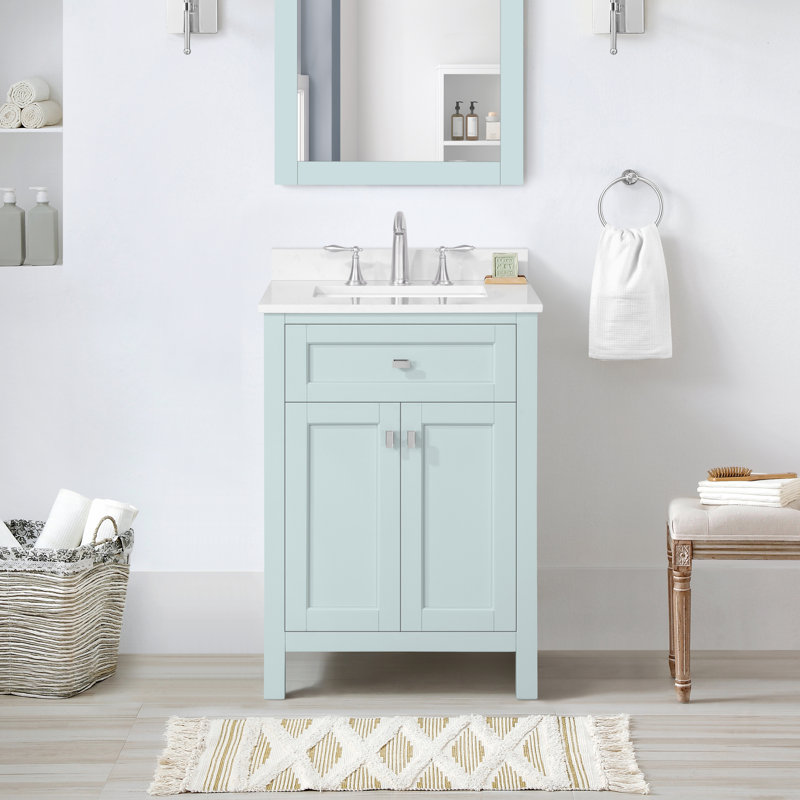Juniper 24'' Free Standing Single Bathroom Vanity Set with Countertop and Sink, Mint Julep