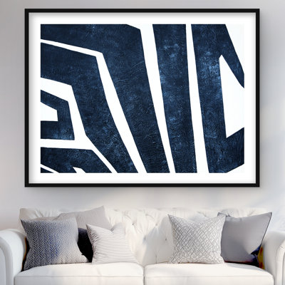 Blue Labyrinth - Classic Blue Abstract Framed Matted Print