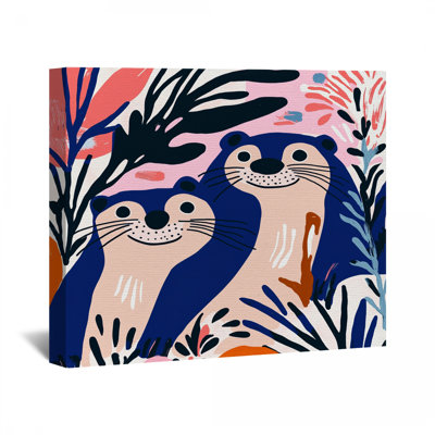 Otters In Nature Canvas Wrap - Animal Wall Decor