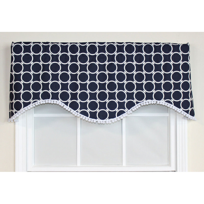 Dibble Cotton Blend Geometric Scalloped Window Valance, Navy