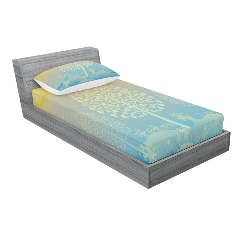 Microfiber Floral Sheet Set, Twin XL Sheet Set with Fitted Sheet