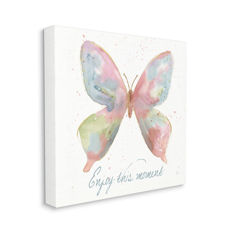 «Enjoy This Moment Butterfly On Canvas» par Nan, reproduction, H 17 po x l 17 po x P 1,5 po