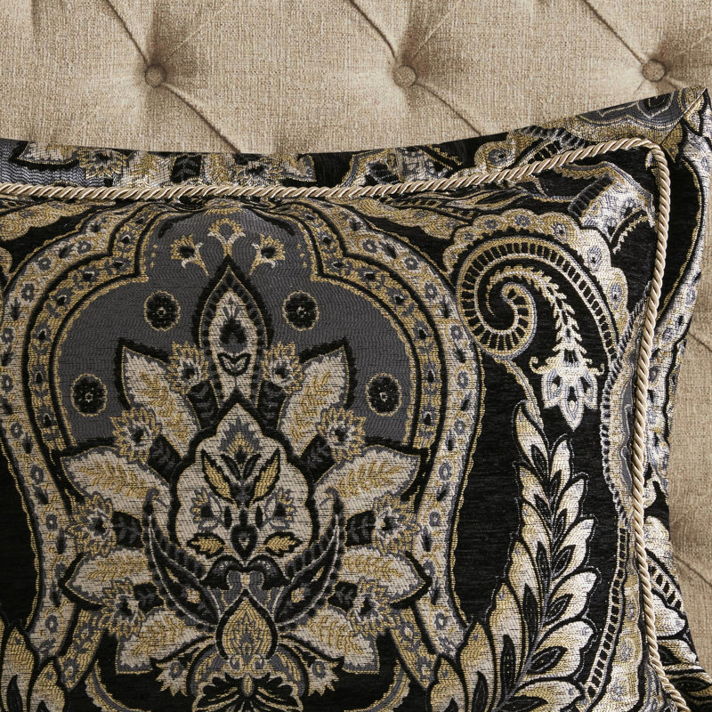 Édredon pour grand lit 4 pièces - processus amélioré 2022, conception exquise, fermetures à glissière cachées, face en chenille, revers uni, satin antique, l 92 po x L 96 po, 2 taies décoratives l 20 po x L 26 po + P 2 po, l 60 po "L + P 15", 100%: