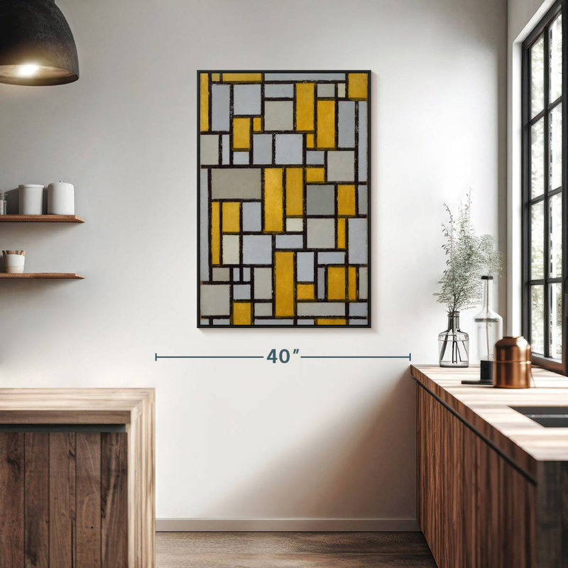 Composition With Grid 1, Floating Frame Black, 27" X 40"