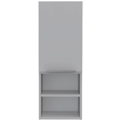 Armoire murale à une porte avec deux tablettes internes et deux tablettes extérieures Mila, blanc