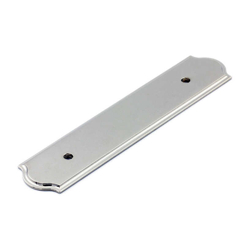 Contre-plaque en métal pour poignées, Nickel poli, H 6,16 po x l 1,25 po x P 0,13 po