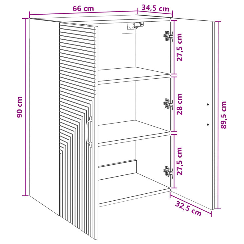 Metal Rectangle Accent Cabinet, 90 cm H x 66 cm L x 34.5 cm D