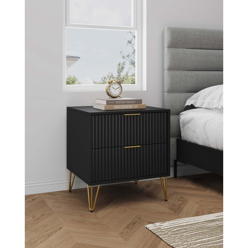 Gafita 20.07'' W Nightstand, Black, Individual