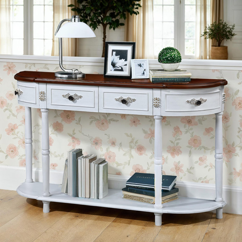 Elegant Console Table with 2 Drawers & Spacious Shelf, White