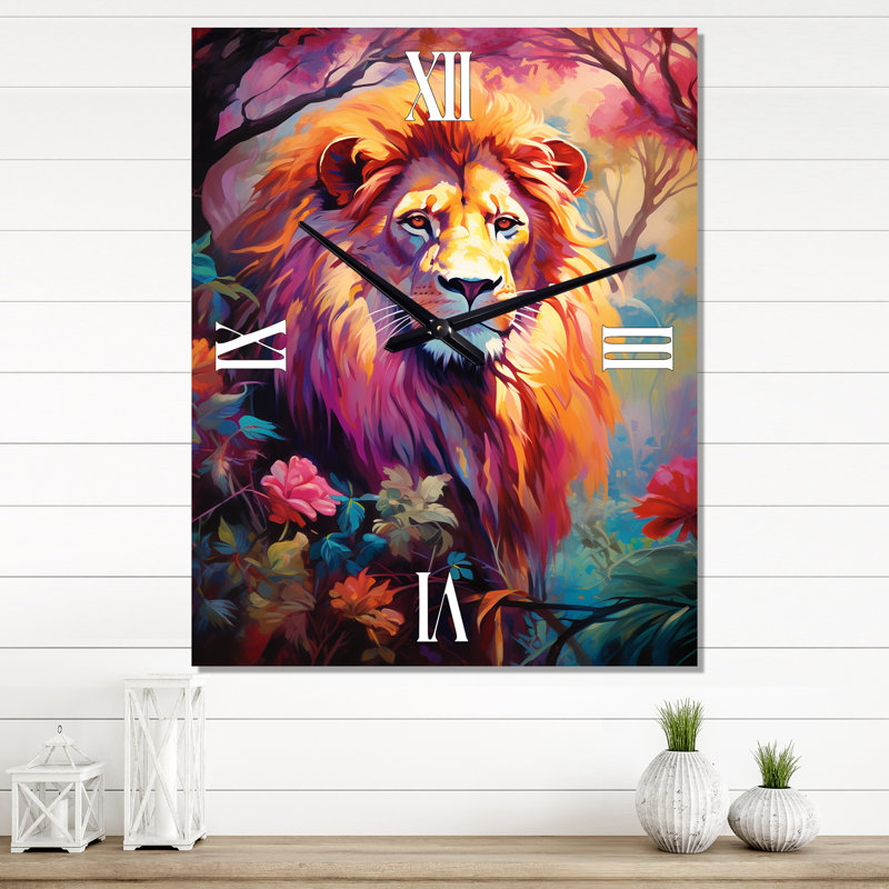 Horloge murale moderne lion symbolique majestueux II - animaux, Très grand