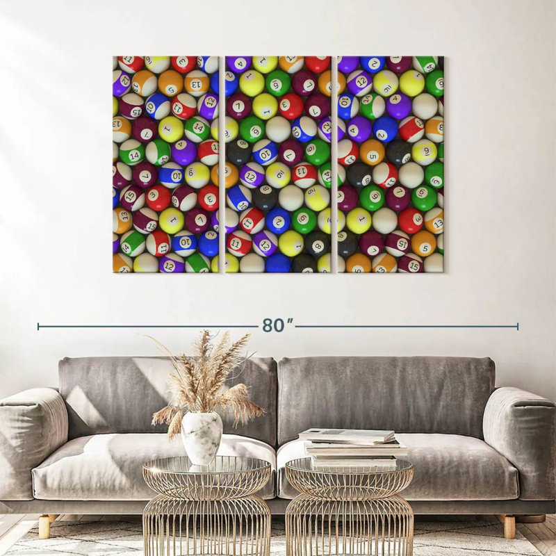 «Billiard Collection», 3 pièces sur toile, H 36 po x l 57 po x P 1,25 po
