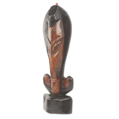 Poisson pour l'abondance sculpture de masque africain Mclin