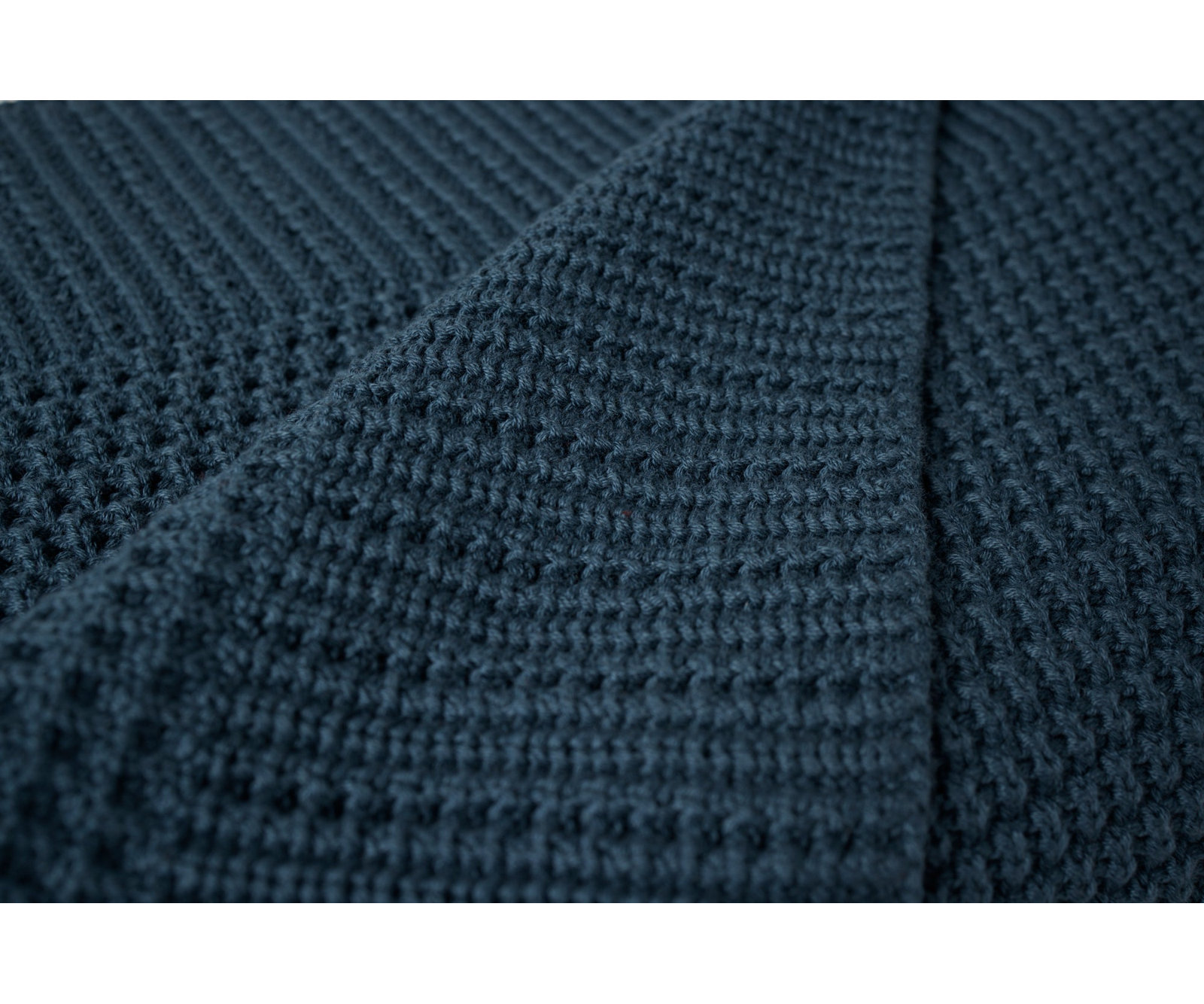 Avalon Cotton Knitted Throw Blanket, Twilight Blue
