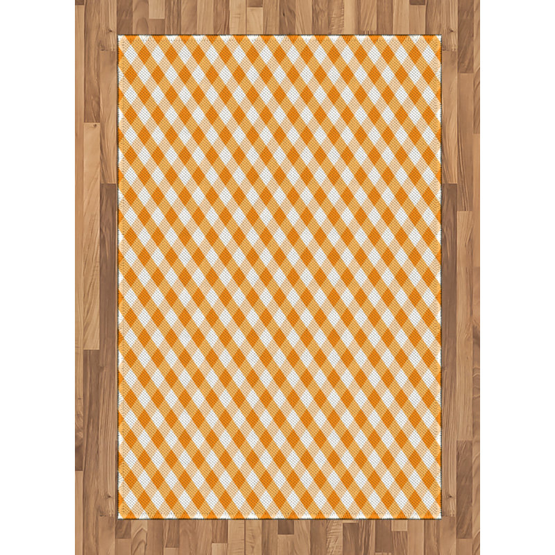 Tapis décoratif à haute densité en fibres de polyester à carreaux, Rectangle— 4 pi x 5 pi 8 po