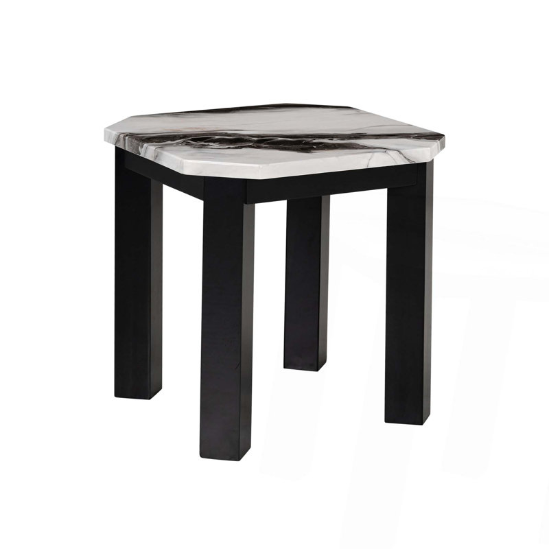 Table de bout élégante en marbre noir et blanc - Style contemporain pour la décoration intérieure