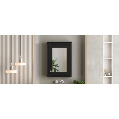 Élégante armoire à miroir de rangement en bois massif de conception minimaliste pour la salle de bain
