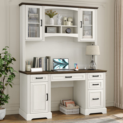 Denanne 58'' W Computer Desk with Outlet and Hutch for Home Office