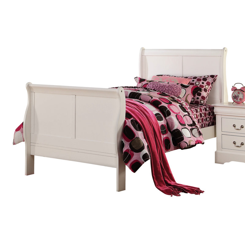 Lit blanc classique avec structure et bois massif, rangement supplémentaire pour matelas, cadre, Lit simple