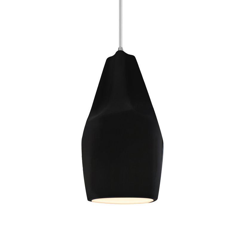Radiance - grand luminaire suspendu 1 lumière Crease - noir brillant avec intérieur blanc mat - nickel brossé - DEL dédiée - cordon blanc