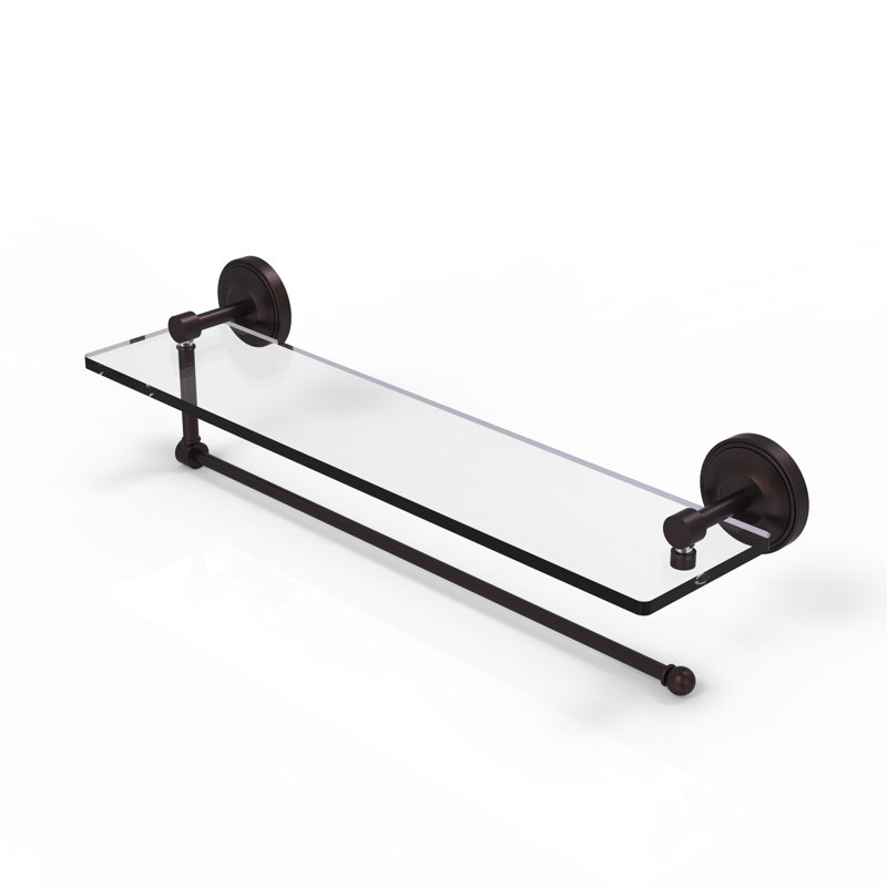Alcott Bracket Shelf with Towel Bar, Matte Gray