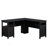 Sleek L-Shaped Desk With Black Finish, Spacious Surface And Built-In Cord Management For Modern Workspaces.