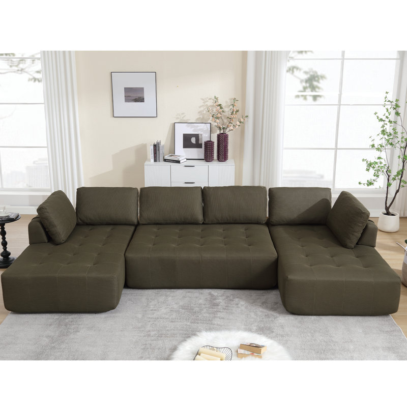 Canapé modulaire réversible de 138,5 po Luxcien, Green Polyester Blend