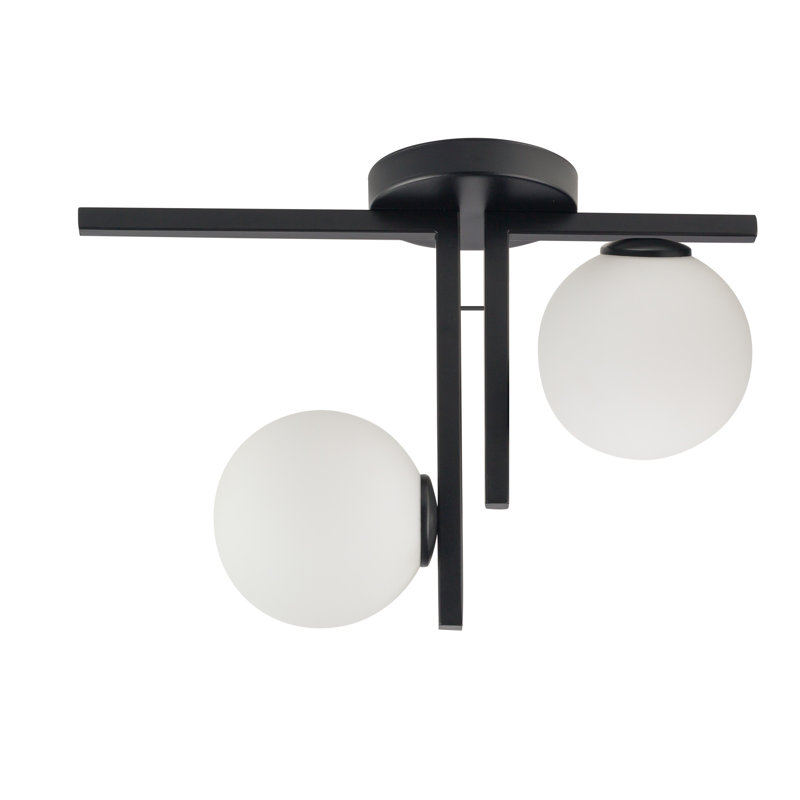Glass Semi Flush Mount, Black