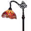 Lampe sur pied de 61 po de forme traditionnelle brune avec abat-jour dôme en verre coloré rouge et jaune