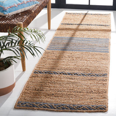 Tressler Natural Fiber Hand Loomed Jute/Cotton Striped Rug in Brown/Gray