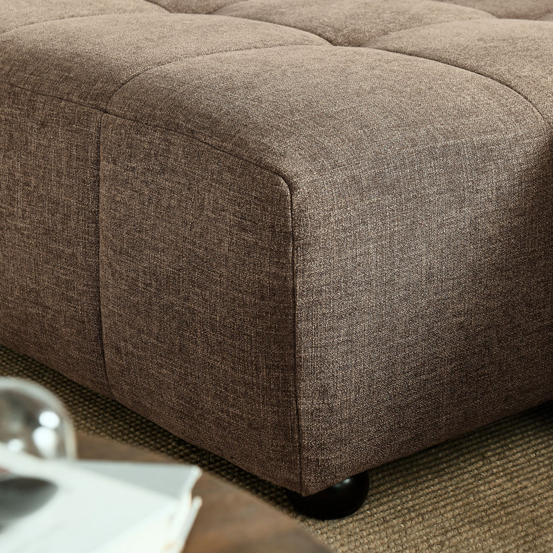 Canapé modulaire en tissu avec méridienne Liana, Faisant face à la gauche, Tissu moka