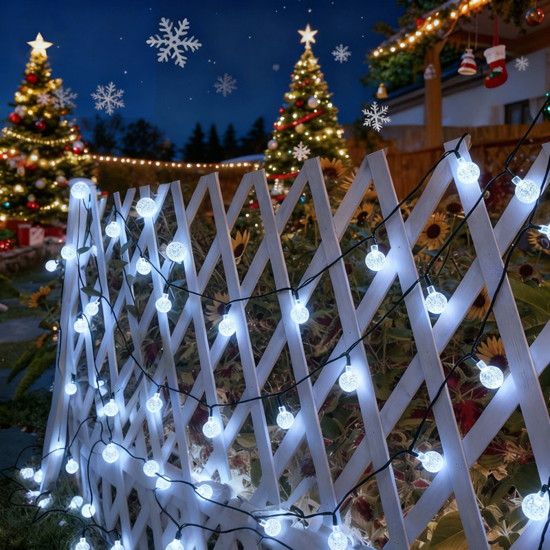 Cottone 256'' Outdoor Solar Powered Lights Decorations with 8 Modes 30-Bulb Globe Integrated LED String Lights, White