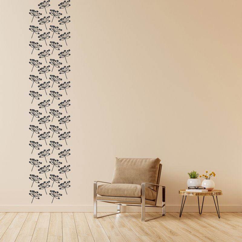 Plants & Flowers Wall Decal, Dark Gray