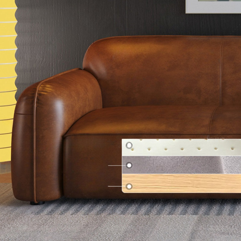 Contemporary Straight - lined Brown Sofa